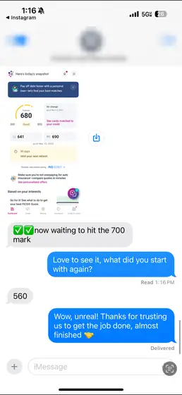 Credit result screenshot
