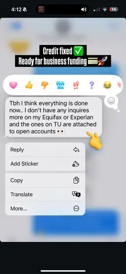 Credit result screenshot