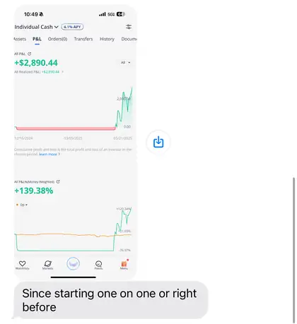 Trading result screenshot