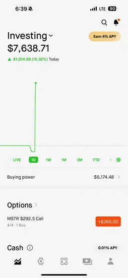 Trading result screenshot