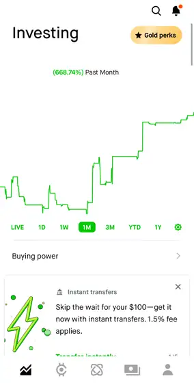Trading result screenshot